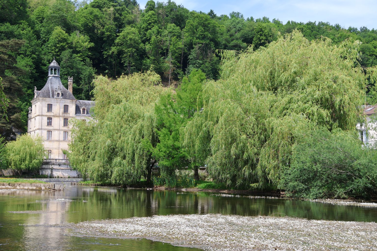 Brantôme, abbaye derrière les saules